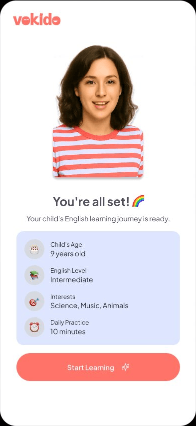 Vokido onboarding screen